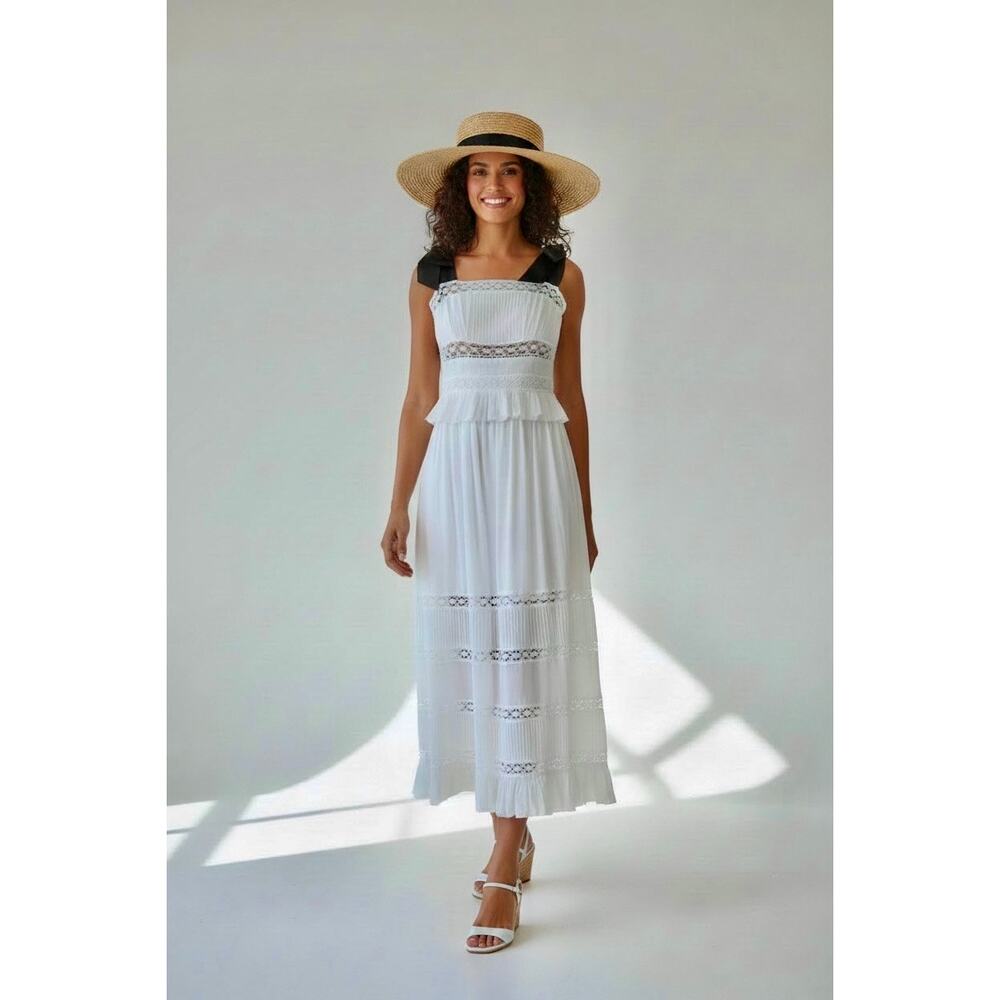 Ted Baker London Promis Eyelet Inset White Midi Dress Size 2 / US Size Small NWT - Picture 11 of 13